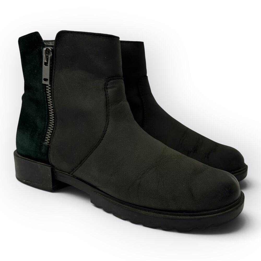 Sorel Emelie II Waterproof Black Leather Suede Ankle Boot Zip Sz 7 Winter Bootie